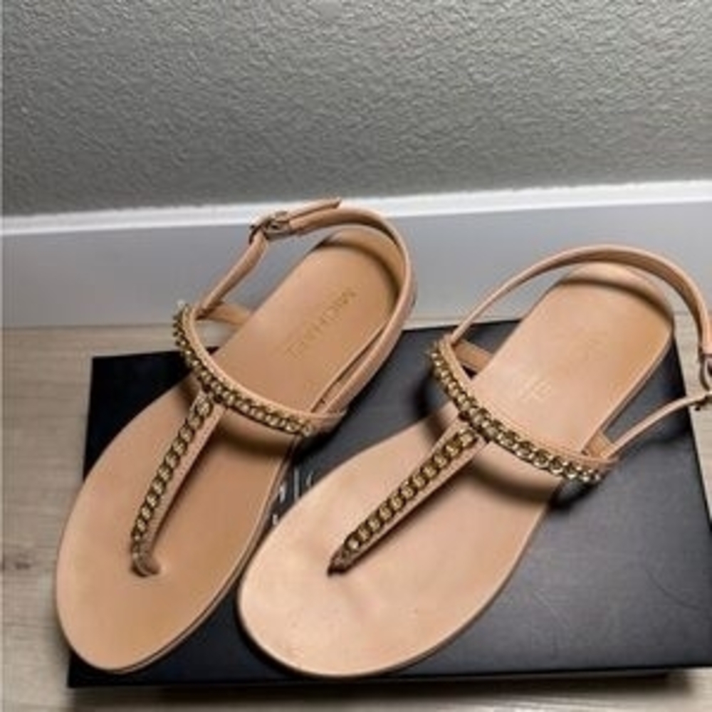 Elegant Tan Sandals with Gold Accents